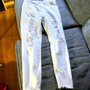 White destressed jeans